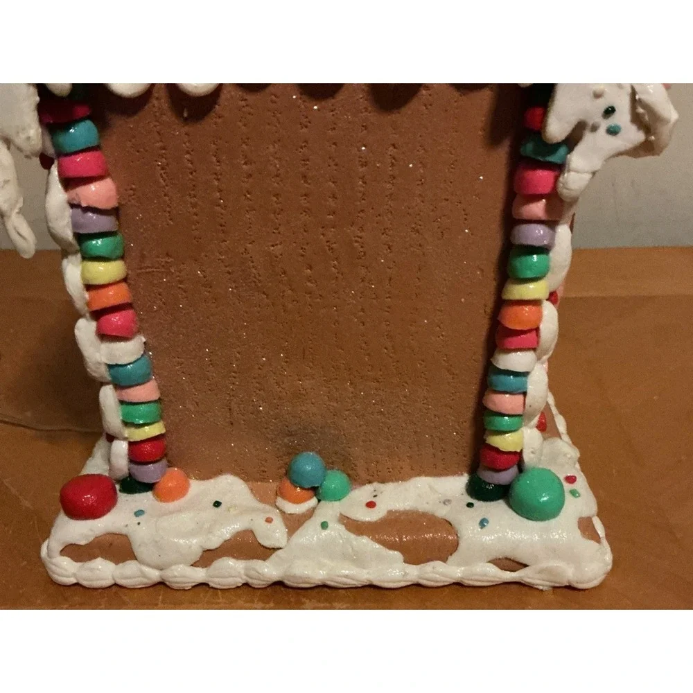 Claydough Gingerbread Lighted House 13.5" Tall Candy Canes Gumdrops - Picture 9 of 15